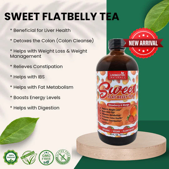 Sweet Flat Belly Tea, Plant-Based Herbal Blend, 16 oz - Natural Weight Management Solution