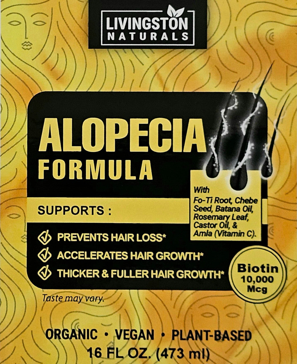Organic Alopecia Treatment - Plant-Based Hair Growth Formula, 16 oz