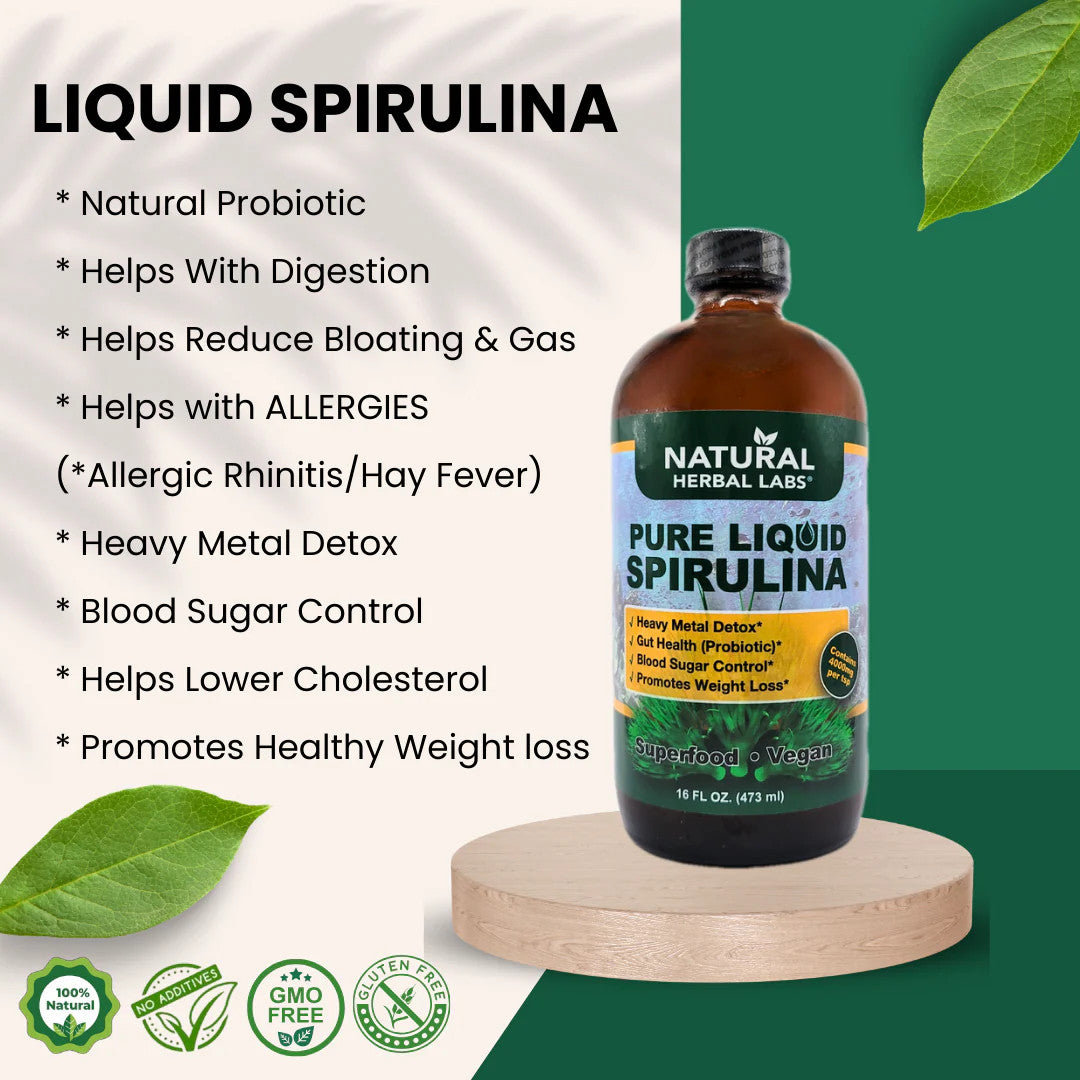 Pure Liquid Spirulina Superfood - Plant-Based Nutritional Supplement, 16 oz