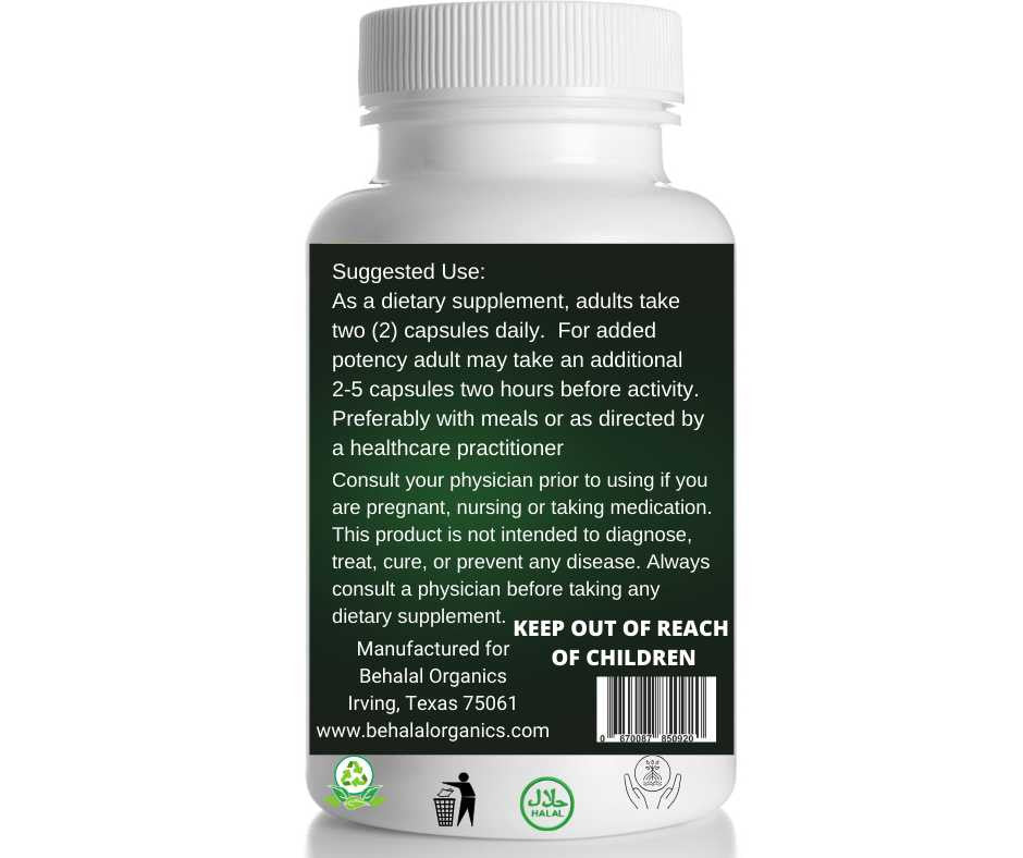 Bangalala 500mg - 100 Quick vegan Capsules Behalal Organics
