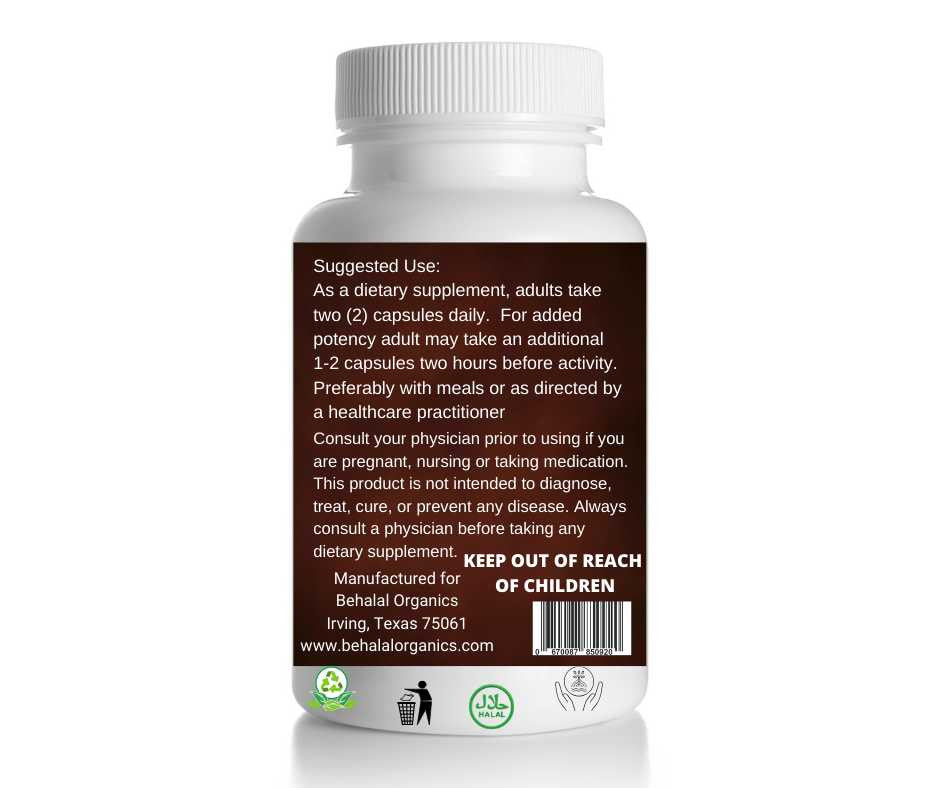 Bitter kola 100 Quick Release Capsules - 500mg Per Capsule Behalal Organics
