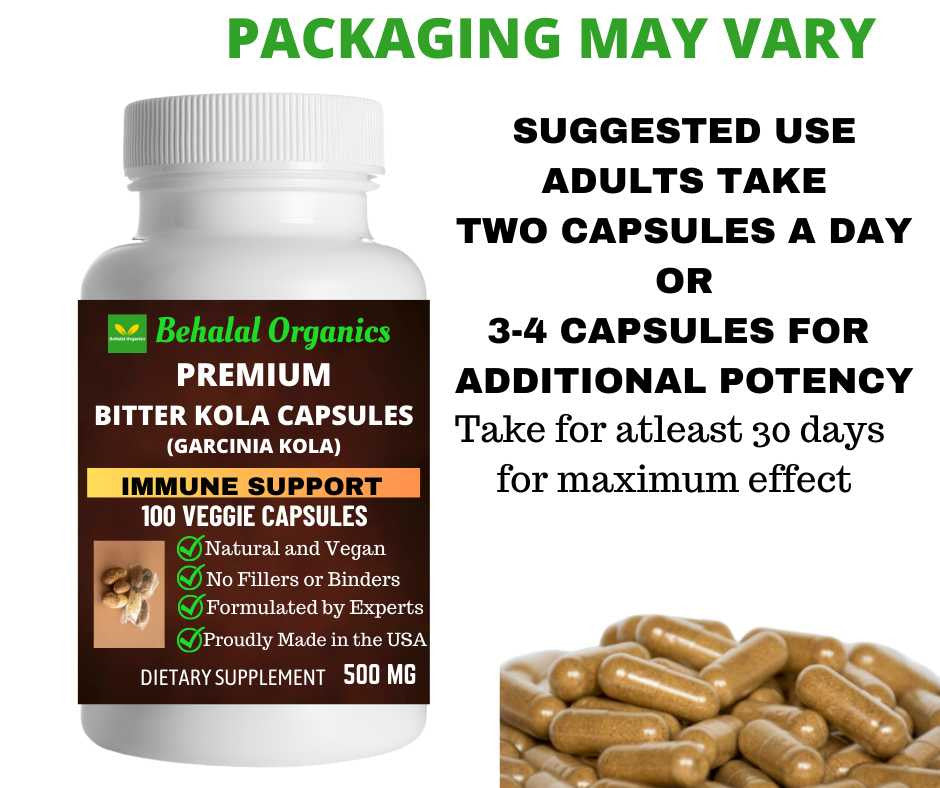 Bitter kola 100 Quick Release Capsules - 500mg Per Capsule Behalal Organics