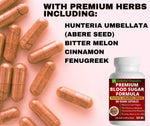 Blood Sugar Formula Premium Support with Abere, Cinnamon, Fenugreek, Bittermelon 100 Counts Behalal Organics