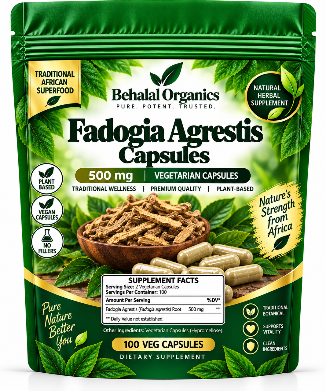 Fadogia Agrestis 100 Quick release Capsules 500mg