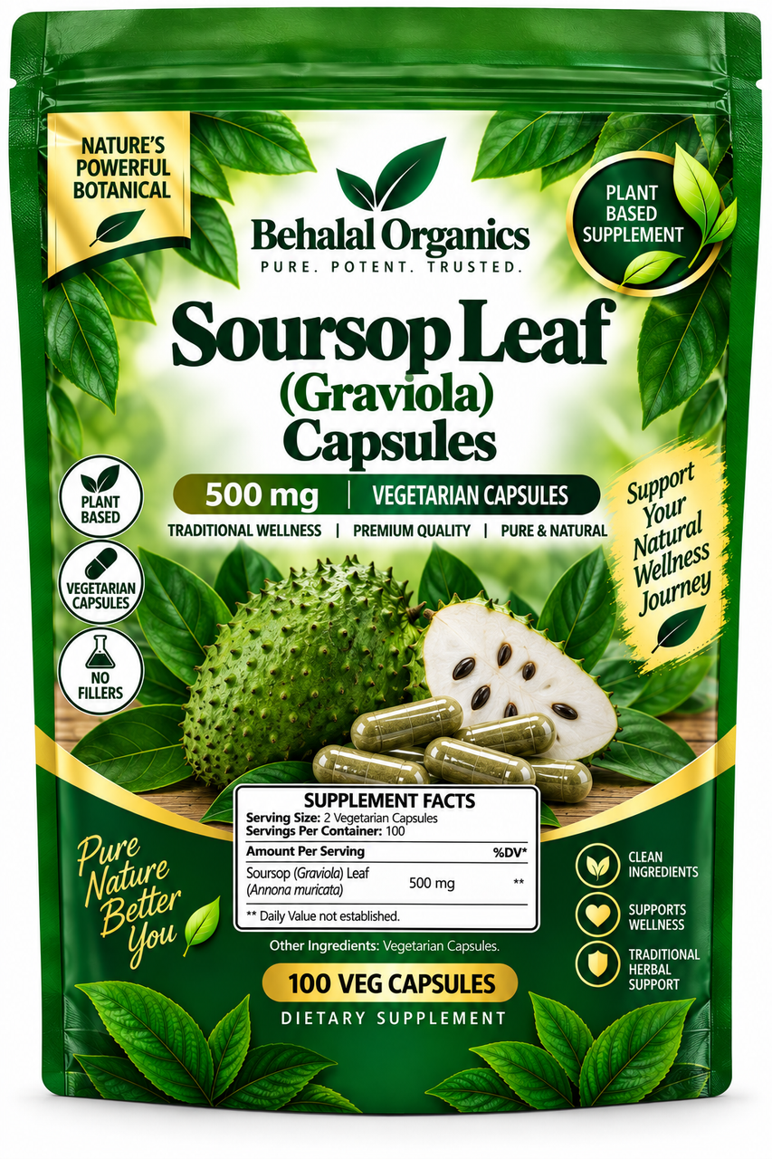 Soursop Graviola Leaf Powder 100% Pure Organic Capsules