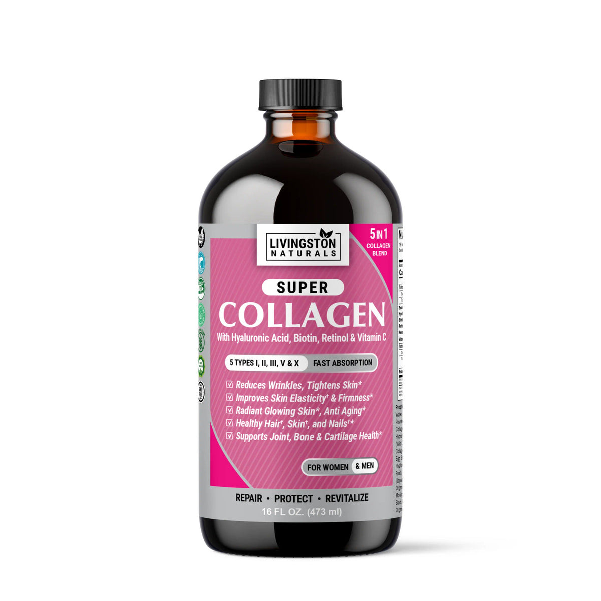 Super Collagen 5-in-1 Blend - 16 oz Multi-Collagen Supplement
