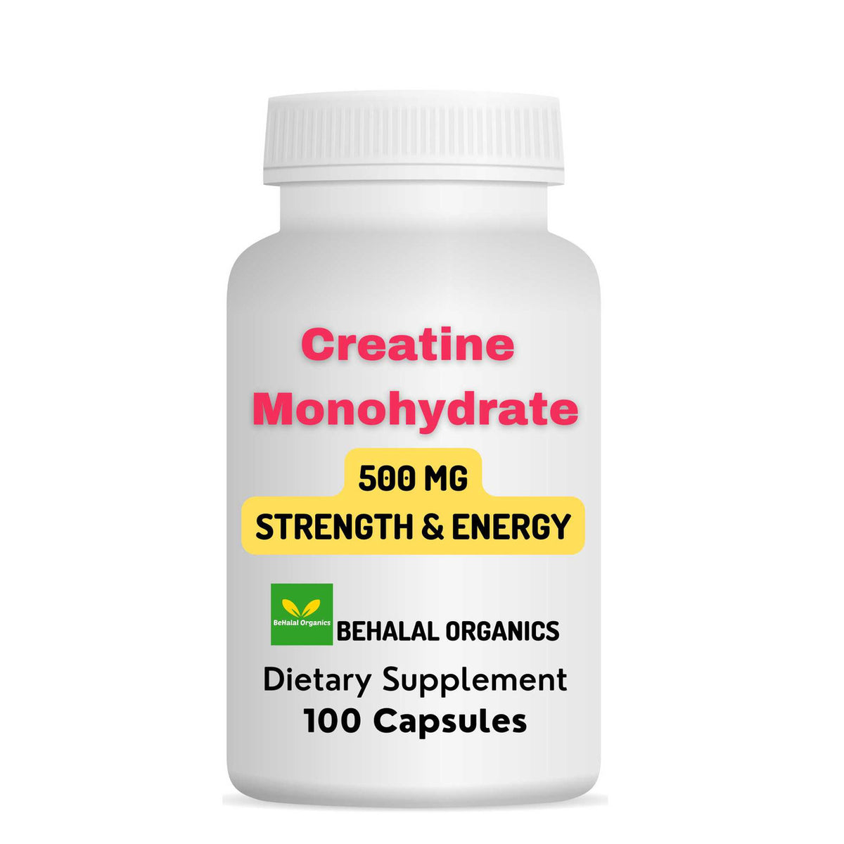 Creatine Monohydrate -500 mg 100 Quick Capsules Behalal Organics
