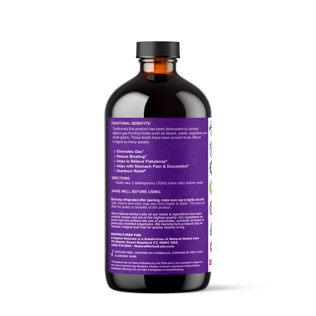 Plant-Based GAS & BLOATING Relief Formula, 16 oz - Herbal Digestive Support