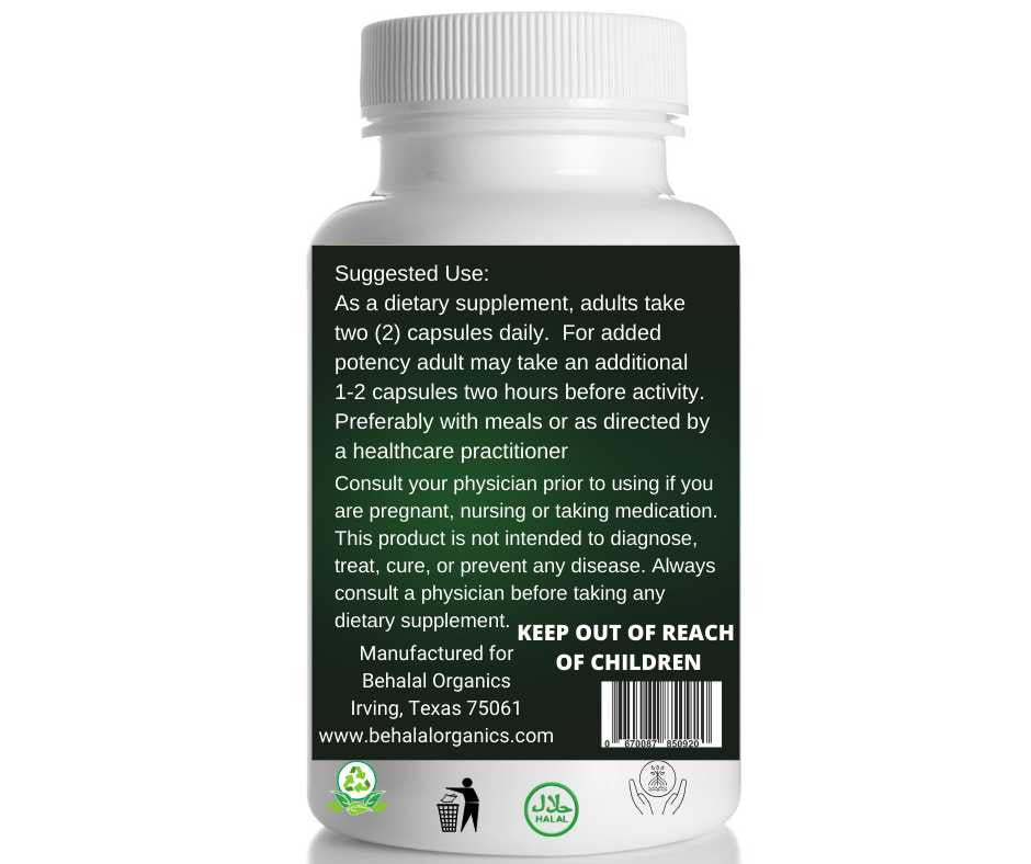 Indian costus qust al hind 100 Quick Release Capsules - 500mg Per Capsule Behalal Organics