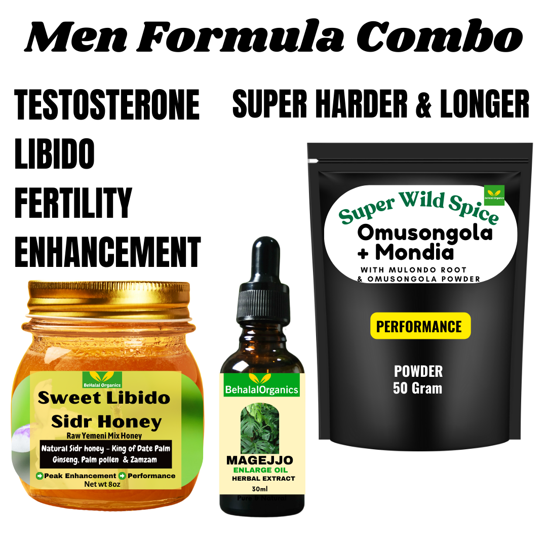 Natural Male Performance Booster – Formulated with powerful herbs like Mondia whitei and Omusongola, traditionally used to enhance male libido, energy, and endurance.

⚡ Supports Energy & Stamina – Ginseng and Palm Pollen promote natural vitality, helping you stay energized, focused, and resilient throughout the day.

❤️ Enhances Libido & Drive – Helps boost testosterone levels naturally to support sexual health, performance, and confidence.

? Fertility & Reproductive Support – Date Palm, Sidr Honey, and M