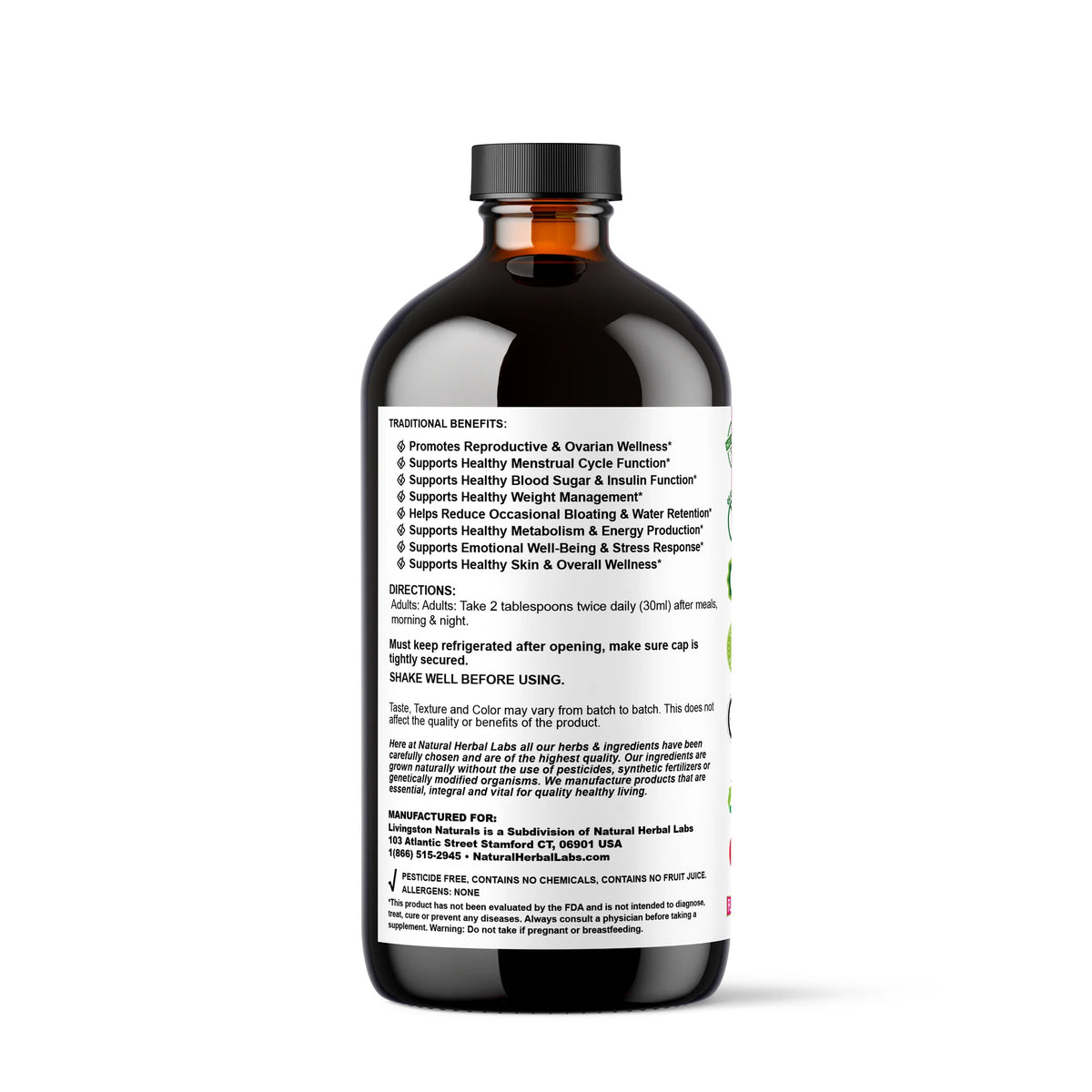 PCOS Herbal Supplement 16 oz – Liquid Formula for Hormonal and Reproductive Wellness