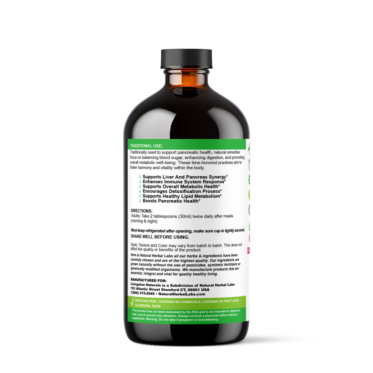 Pancreas Support Formula - Plant-Based Herbal Supplement, 16 oz