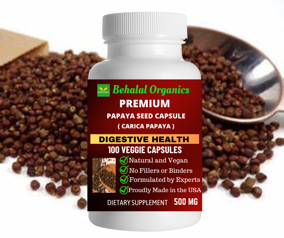 Papaya seed 100 Quick Release Capsules - 500mg Per Capsule Behalal Organics