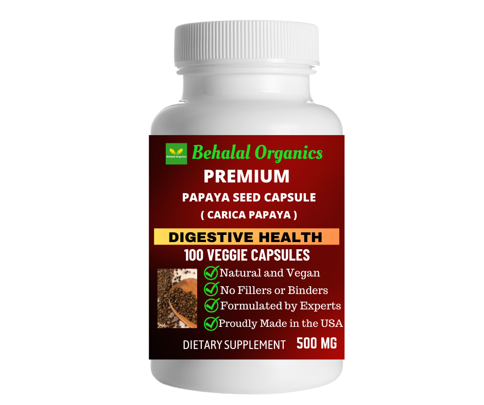 Papaya seed 100 Quick Release Capsules - 500mg Per Capsule Behalal Organics