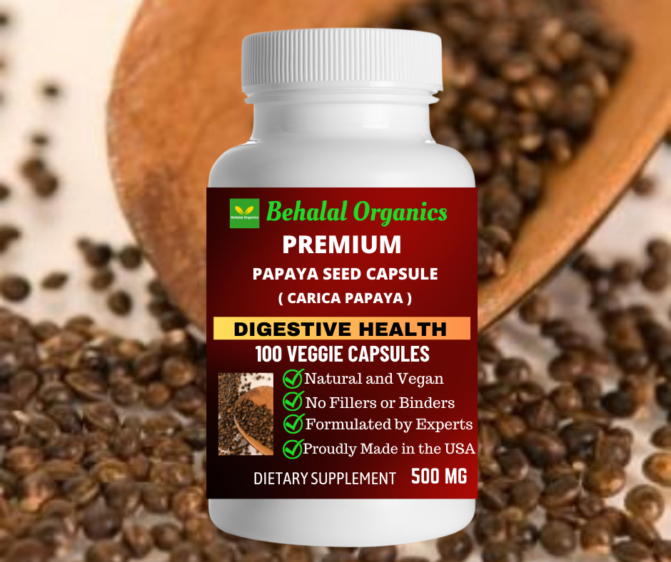 Papaya seed 100 Quick Release Capsules - 500mg Per Capsule Behalal Organics
