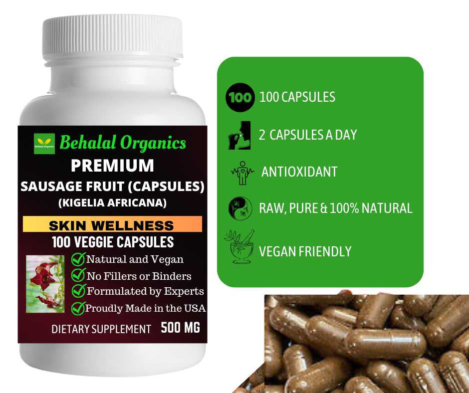 Sausage fruit 100 Quick Release Capsules - 500mg Per Capsule Behalal Organics