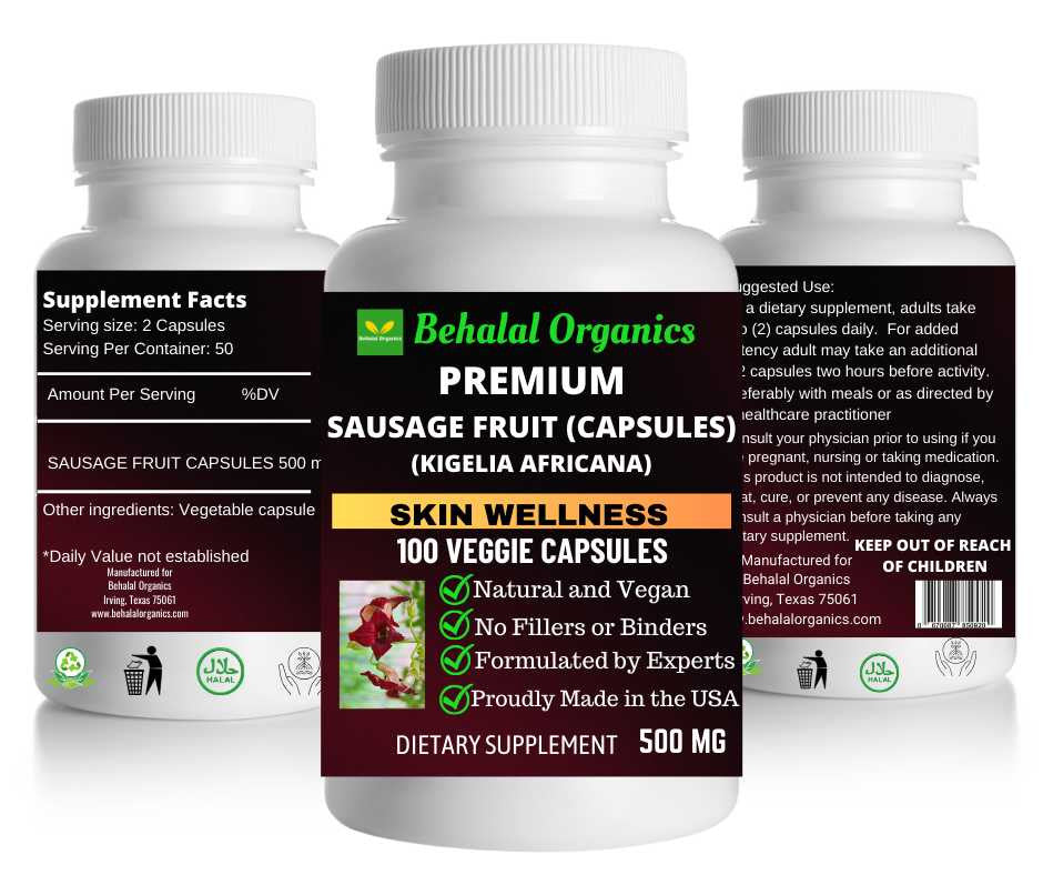 Sausage fruit 100 Quick Release Capsules - 500mg Per Capsule Behalal Organics