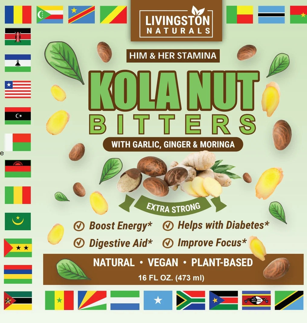 Kola Nut Bitters with Garlic, Ginger, and Moringa - Natural Herbal Supplement