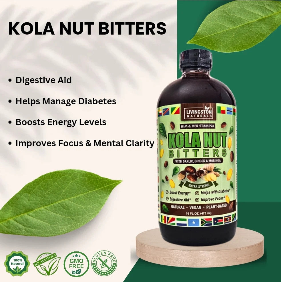 Kola Nut Bitters with Garlic, Ginger, and Moringa - Natural Herbal Supplement
