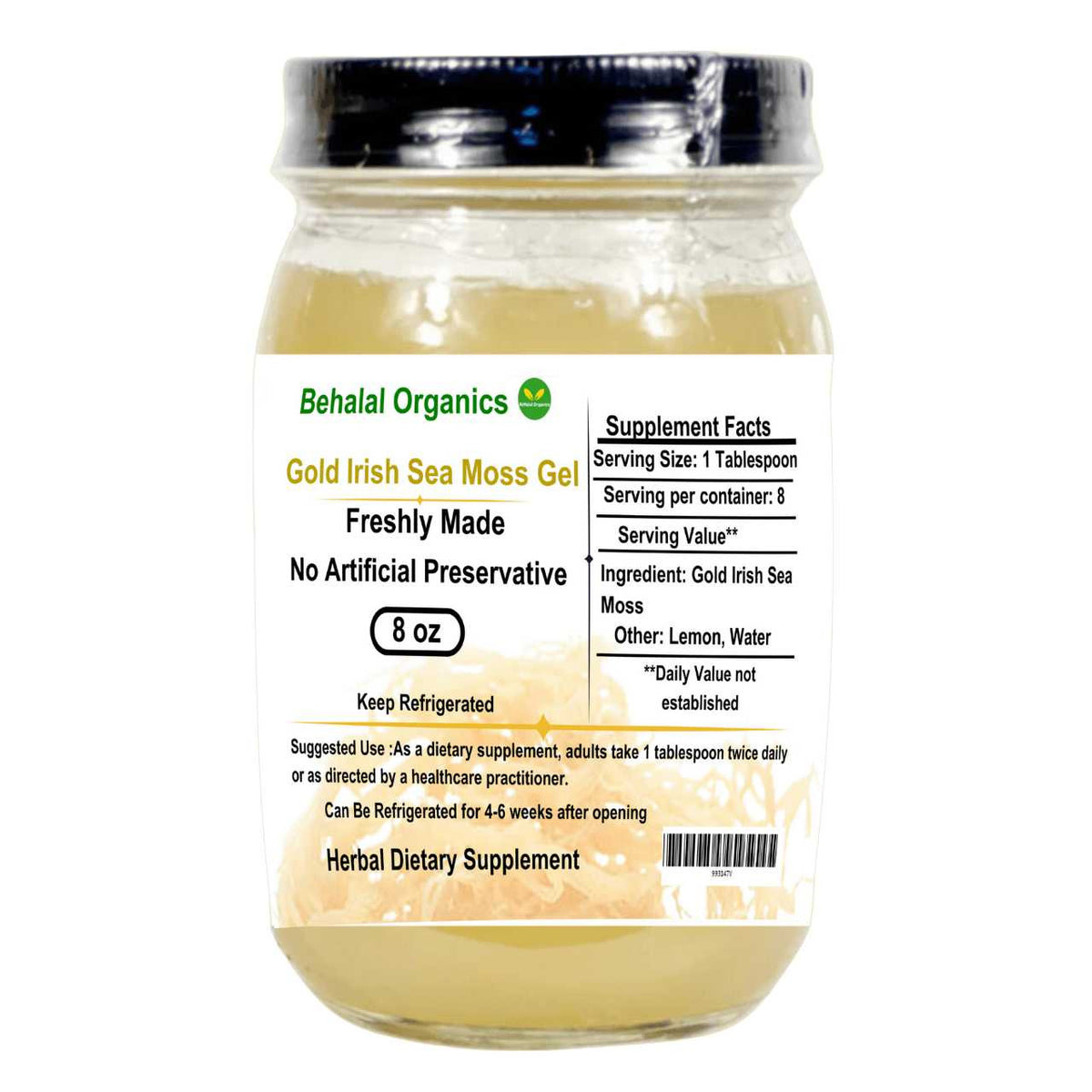 Sea Moss Gel -Wildcrafted Irish Sea Moss Behalal Organics