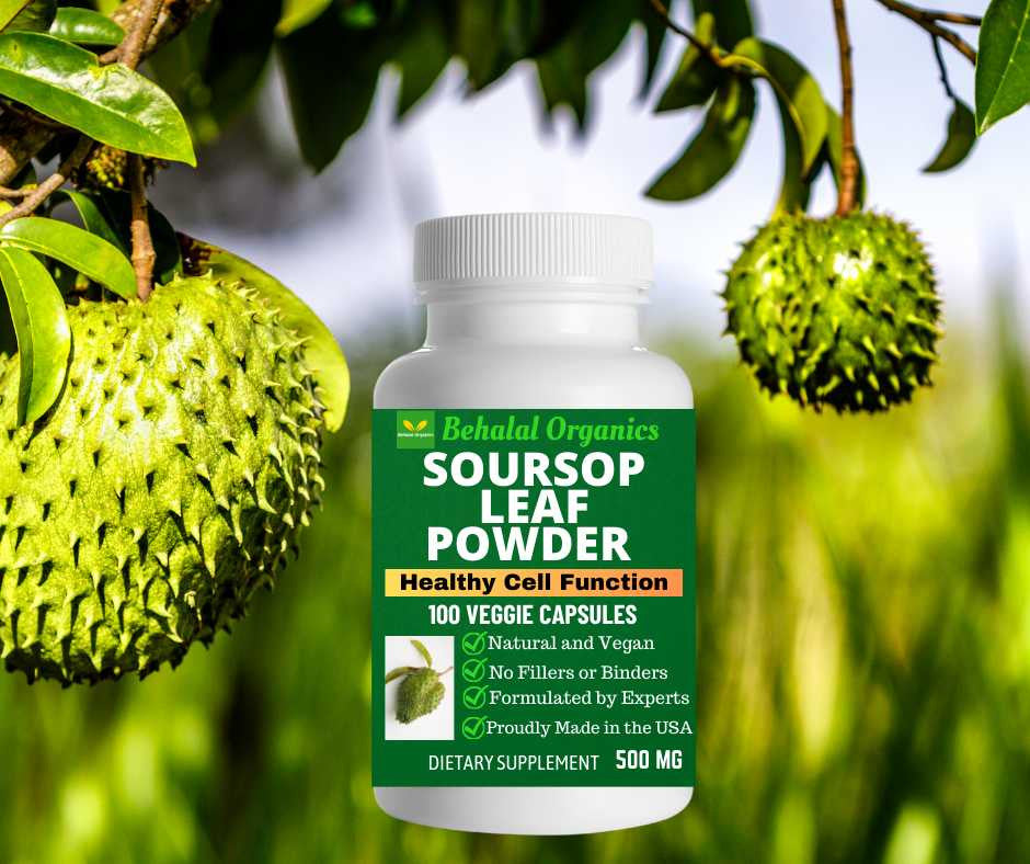 Behalal Organics Naturals Graviola 500mg - 100 Capsules (Soursop / “Hojas de Guanabana”) - Annona Muricata Leaf Powder – Herbal Supplement for Immune Support, Antioxidant, Organic Wellness