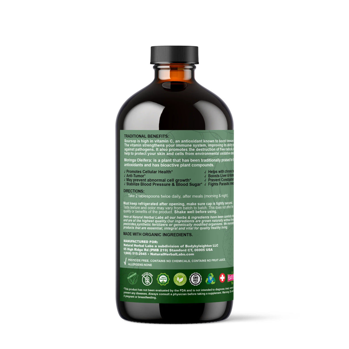 Soursop Bitters with Moringa and Turmeric – 16oz Herbal Tonic for Digestive Health and Wellness