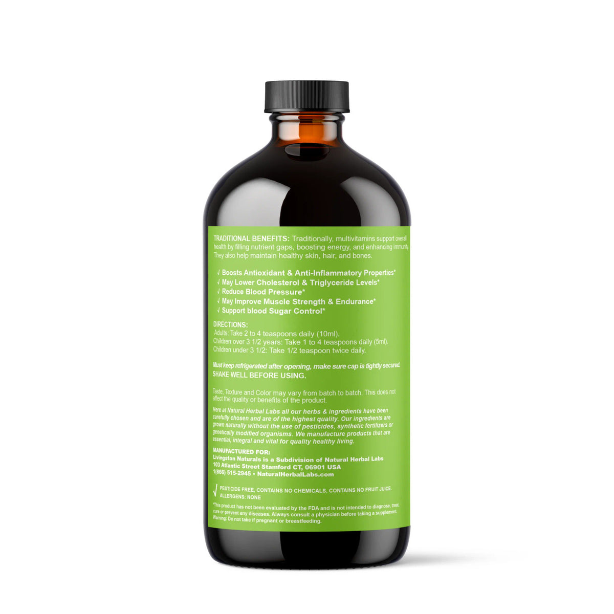 Super Multi-Vitamins Plant-Based Formula, 16 oz - Premium Natural Supplements