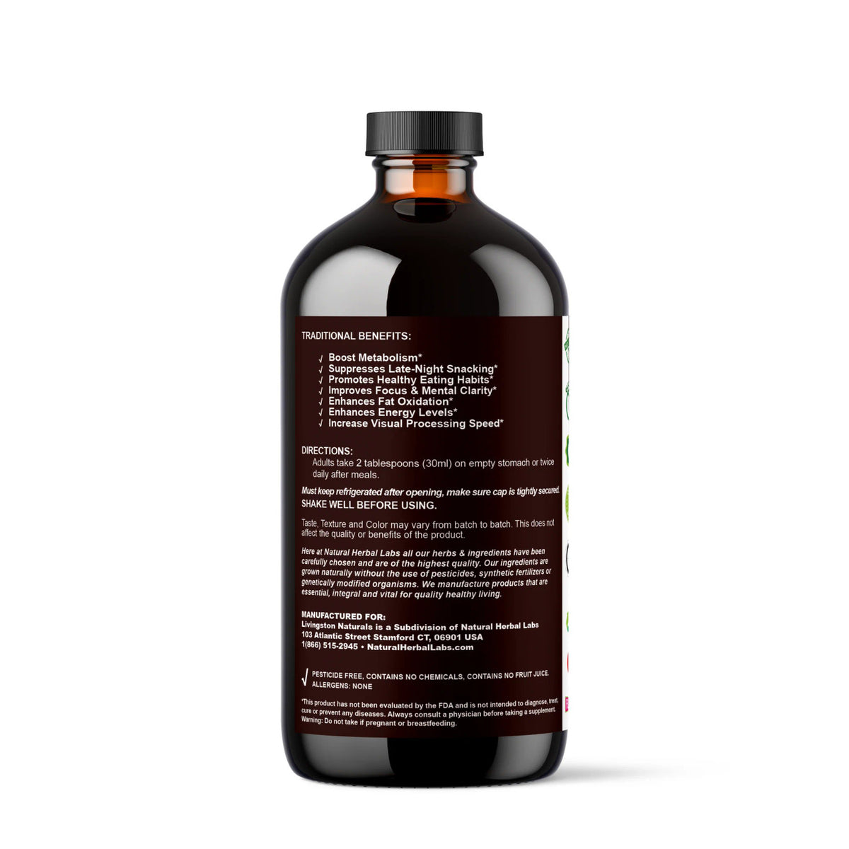 Lose Weight Bitters 16oz - Herbal Weight Loss Tincture for Appetite Control and Metabolism Boost